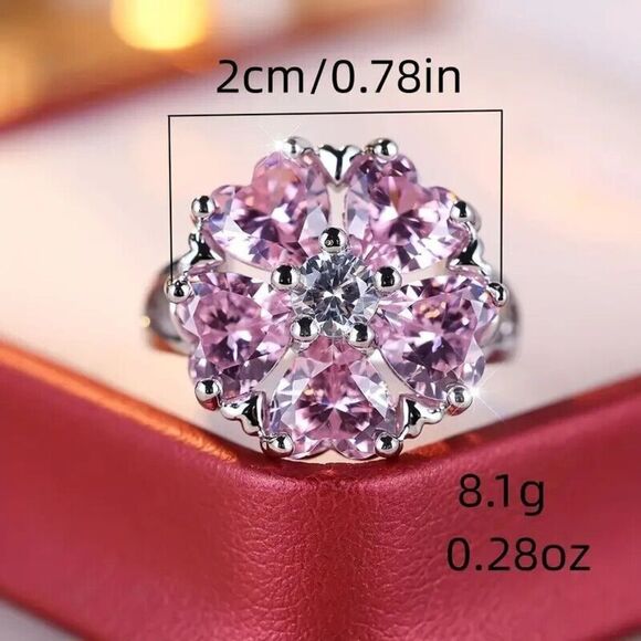 Coquette Style Promise Ring Pink Flower Design Size 7 - Picture 4 of 6